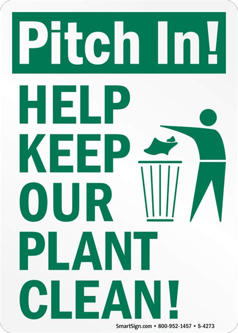 Pitch In Keep Plant Clean Signs Trash Litter Signs Sku S 4273