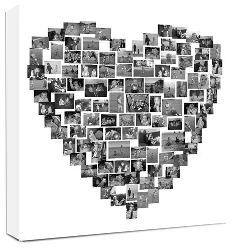 Personalised Collage Heart Shape Photo Collage On Canvas Etsy Uk