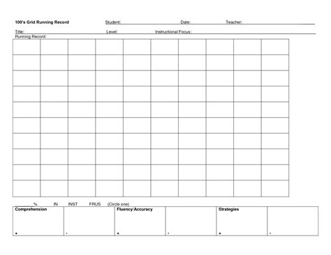 Free Printable Running Record Template Printable Templates