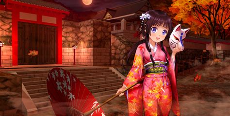 Anime Girls Traditional Clothing Kimono Original Characters Wallpaper