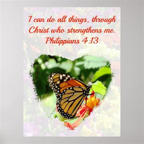 beautiful butterfly philippians 4 13 bible verse poster zazzle ca