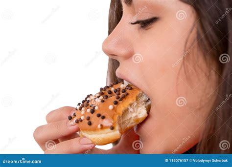 Beautiful Sensual Woman Eating A Donut Stock Image Image Of Dessert Attractive