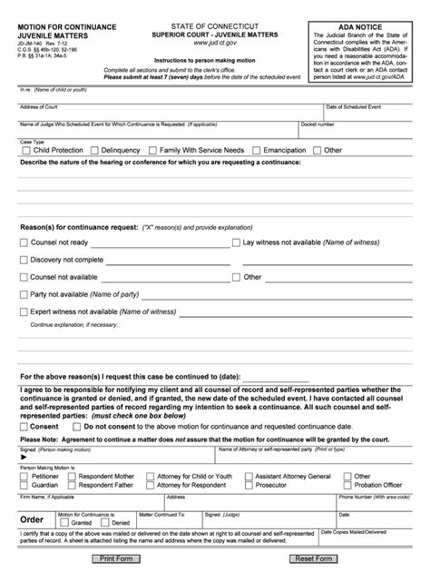 Continuance Connecticut Jud Online Fill Online Printable Fillable