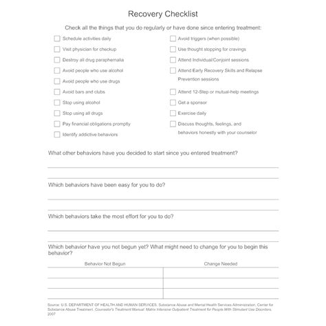 Recovery Checklist