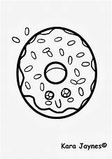Coloring Donut Kawaii sketch template