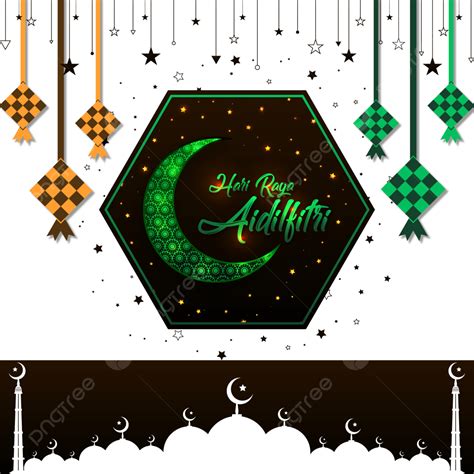 Hari Raya Aidilfitri Vector Hd Images Dark Green Islamic Festival Hari