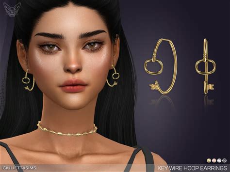 Sims 4 Key Wire Hoop Earrings By Feyona The Sims Game
