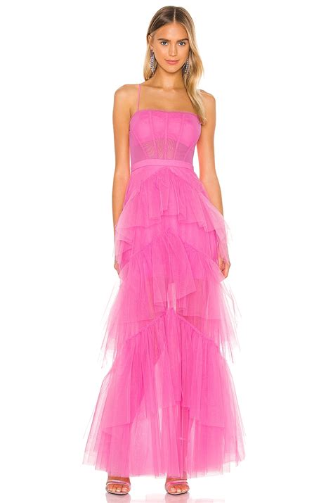 BCBGMAXAZRIA Corset Tulle Gown In Vibrant Pink REVOLVE