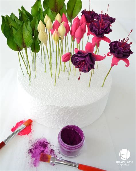 Fuchsias In Bloom Wedding Cake — Round Wedding Cakes Fondant Flower