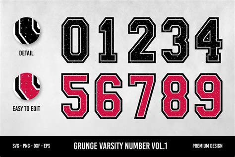 Varsity Numbers Svg Grunge Svg Birthday Numbers Numbe