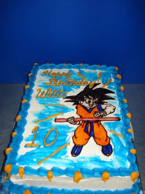 Easy dragon ball z cake made with buttercream icing and airbrushed with royal blue and green. dragon ball z birthday cake | son loves the show and that ...