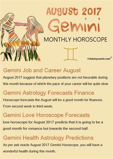 Gemini Monthly Horoscope August 2017 Artofit