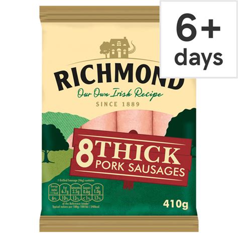 Richmond 8 Thick Pork Sausages 410g Tesco Groceries