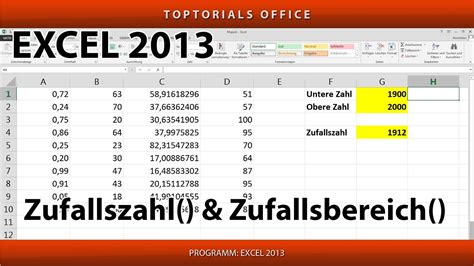 Zufallszahl Zufallsbereich Excel YouTube