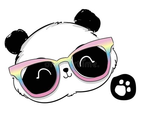cute panda bear with glasses print design vector illustration stock vector illustration of
