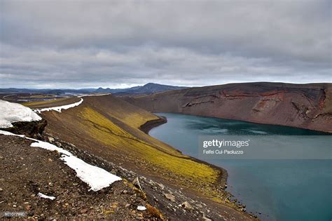 Ljotipollur Lake At Landmannalaugar Area In Central Iceland High Res