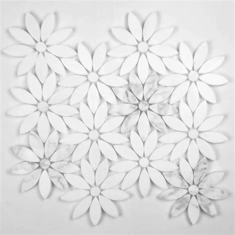 Diffuse normal displacement roughness ambient occlusion. Porpora Carrera Daisy Flower 12" x 12" Natural Stone ...