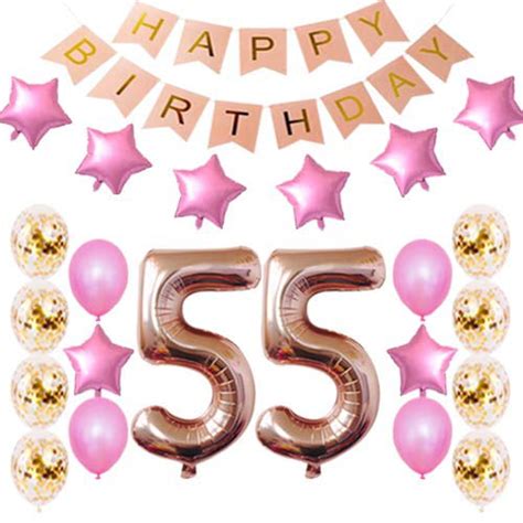 55th Birthday Decorations Party Supplies Happy 55th Birthday Confetti Balloons Banner And 55