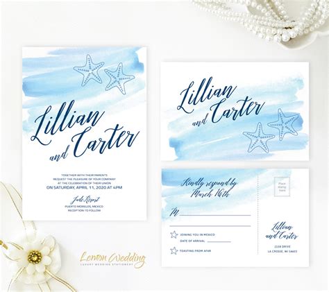 Allow your guests to conjure up images of picture perfect nuptials by the open waters with the help of these gorgeous invites. Beach Wedding Invitations - LemonWedding