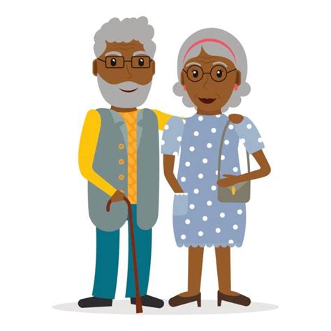 Royalty Free Happy Elderly Black Couple Cartoons Clip Art