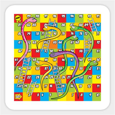 100 squares full of traps and tricks…roll the dice and try your luck! Snakes and ladders - Snakes And Ladders - Sticker | TeePublic