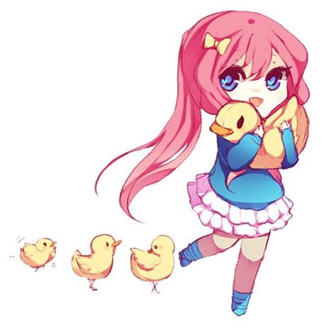 Anime Girl With Ducks Chickens Anime