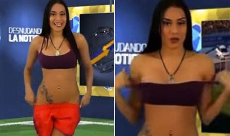 Watch Video Of TV Host Stripping Hot Naked To Keep Her Promise After Venezuela Beat Colombia In