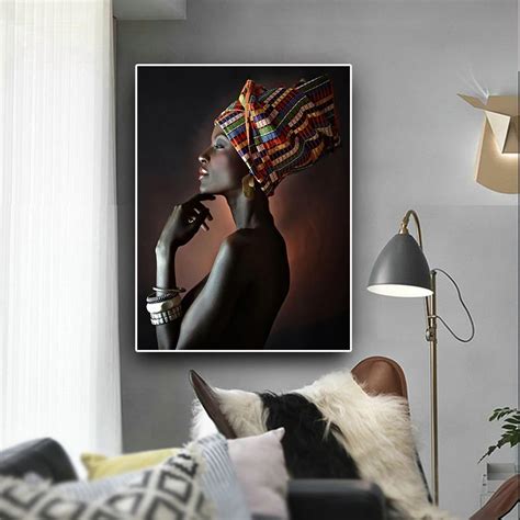 Nude African Woman Indian Headband Canvas Painting Posters My Xxx Hot