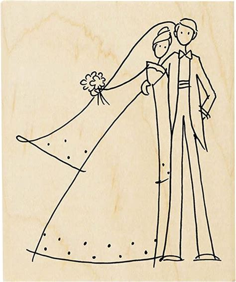 Stampendous Wood Mounted Rubber Stamp V Happy Couple Primitive