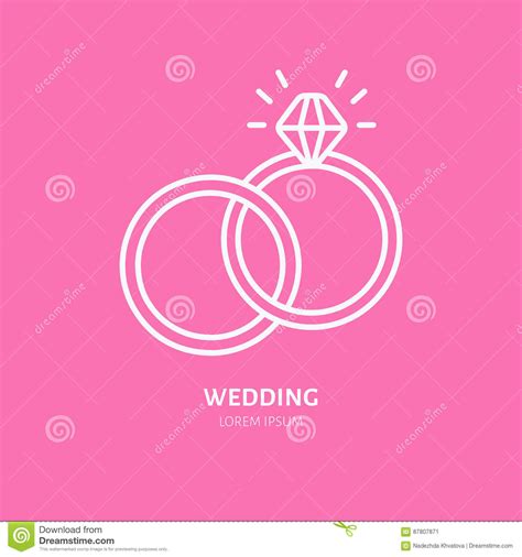 Wedding Or Engagement Rings Line Icon Vector Logo For Jewelery Store
