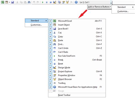 Exploring Each Vba Editor Toolbar In Excel Master Office Vba