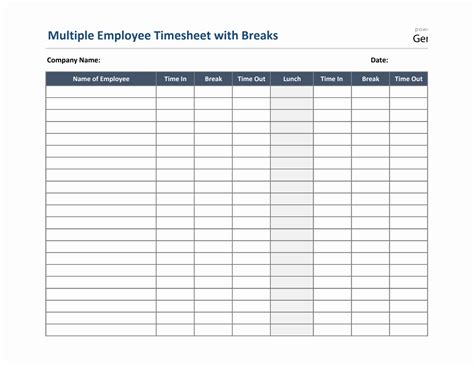 Employee Timesheet Template With Lunch Break Employee Timesheet Sample