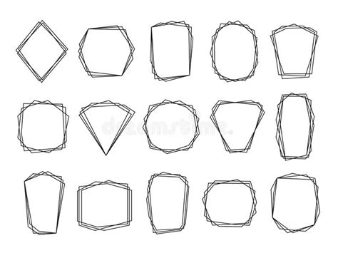 Black Polygonal Frames Crystal Shapes Frame Polygon Elements Stock