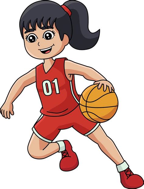 Girl Playing Basketball Cartoon Colored Clipart 7066610 Vector Art At