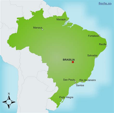 Brasil Mapa De Capital Capital De Brasil En El Mapa América Del Sur