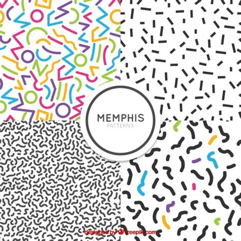 Premium Vector Colorful Pattern Collection In Memphis Style