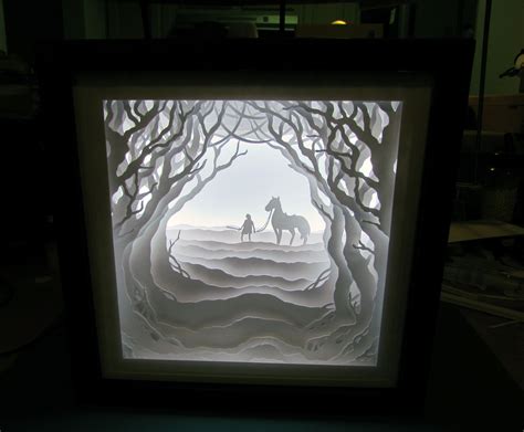 OC Hand cut paper, LED backlit shadowbox art | DIY | Shadow box art