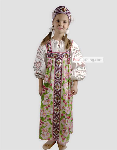 russian dress field flowers sarafan national costume russia