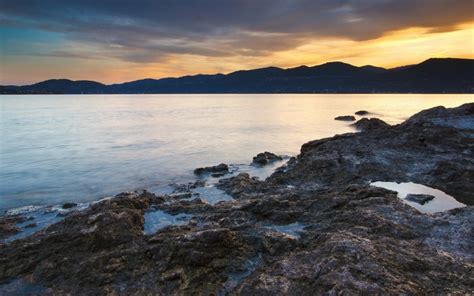 1125998 Sunlight Landscape Sunset Sea Bay Lake Rock Nature