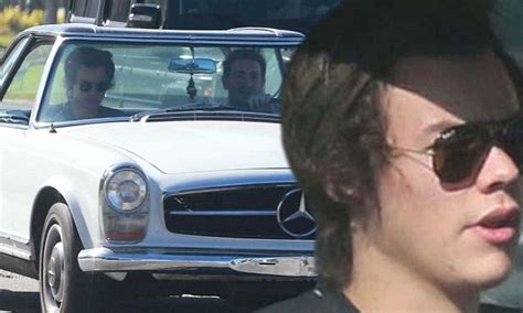 harry styles goes cruising in california in white vintage mercedes daily mail online