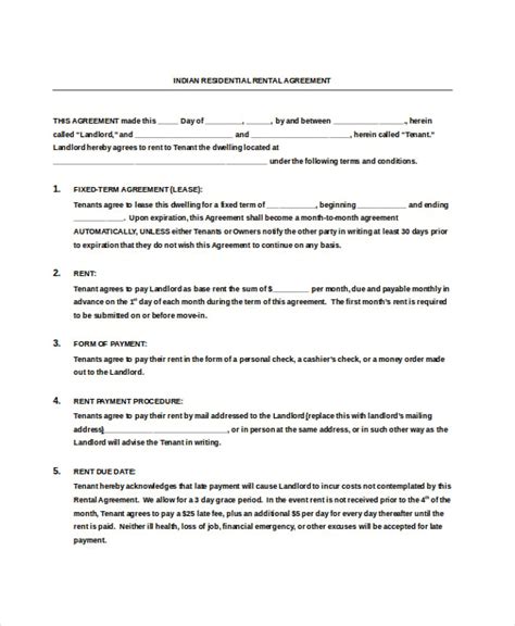 Residential Rental Agreement 15 Free Word Pdf Documents Download