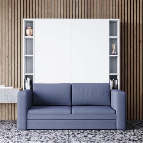 Luxoria White With Shelves And Sofa Murphy Bed With Sofa Wall Bed