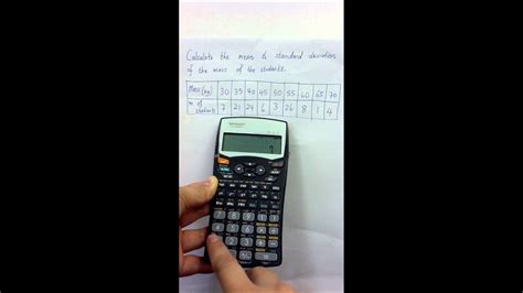 Sharp calculator - standard deviation and mean of data - YouTube