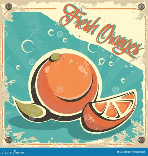 Colorful Vintage Orange Juice Label Stock Illustration Image 57315818