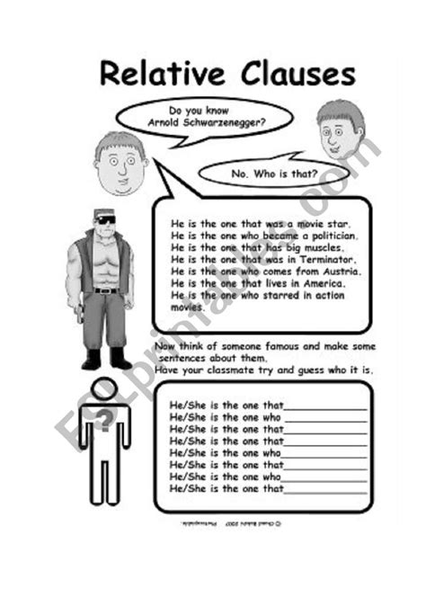 Relative Clauses Who Worksheet