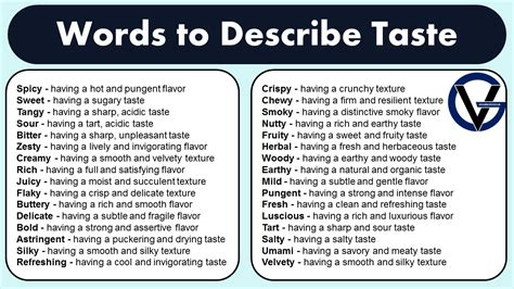 Words To Describe Taste And Flavor Grammarvocab