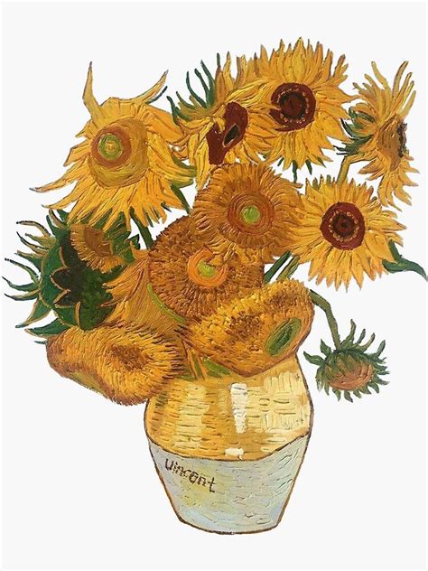 Van Gogh Sunflowers Sticker By Allie1 Redbubble Sunflower Drawing