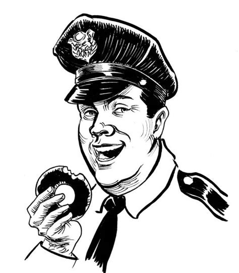 Cartoon Of A Cop Eating Donut Illustrations Royalty Free Vector