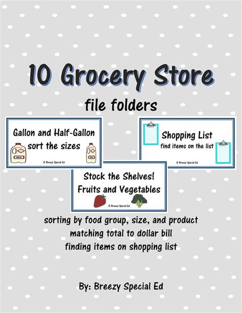 10 Grocery Store Themed File Folders Life Skills Classroom Teaching