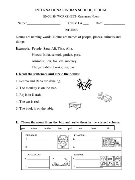 English Worksheets Grade 1 Chapter Articles Key2practice English